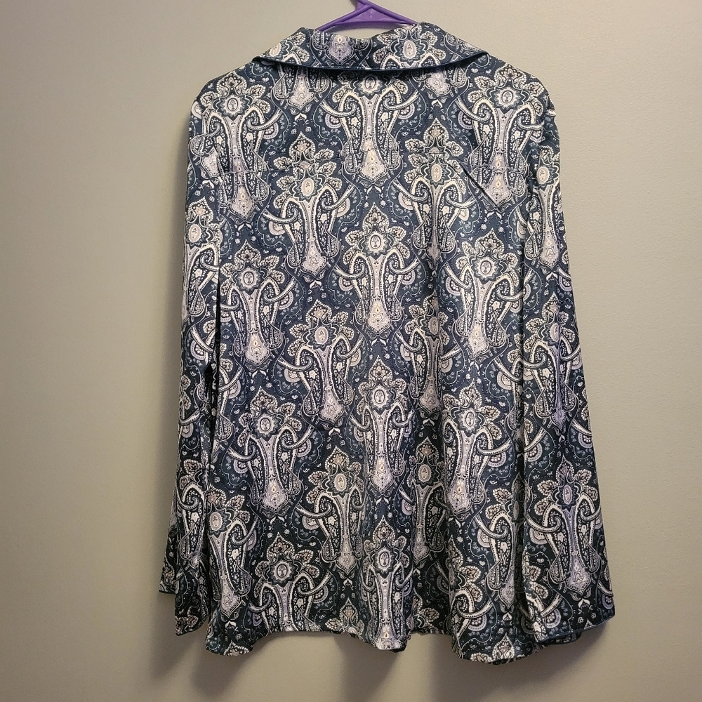 Soma Paisley Pajama Top Large NWT Womens Button Up Sleep Shirt Soft Stretch - Picture 5 of 7